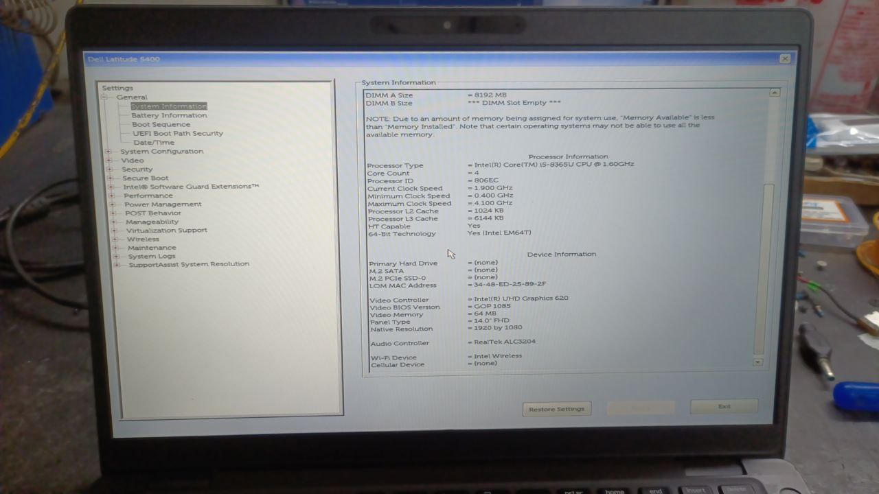 SKB RPL LA-G891P DELL Latitude 5400 BV98P13 CSME CLEAN UNLOCKED OK TESTED DONE TPM FIX SSD DETECT BIOS.jpg